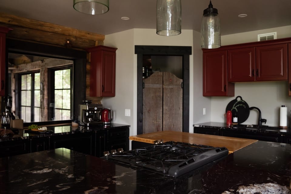 Open concept kitchen with living room
