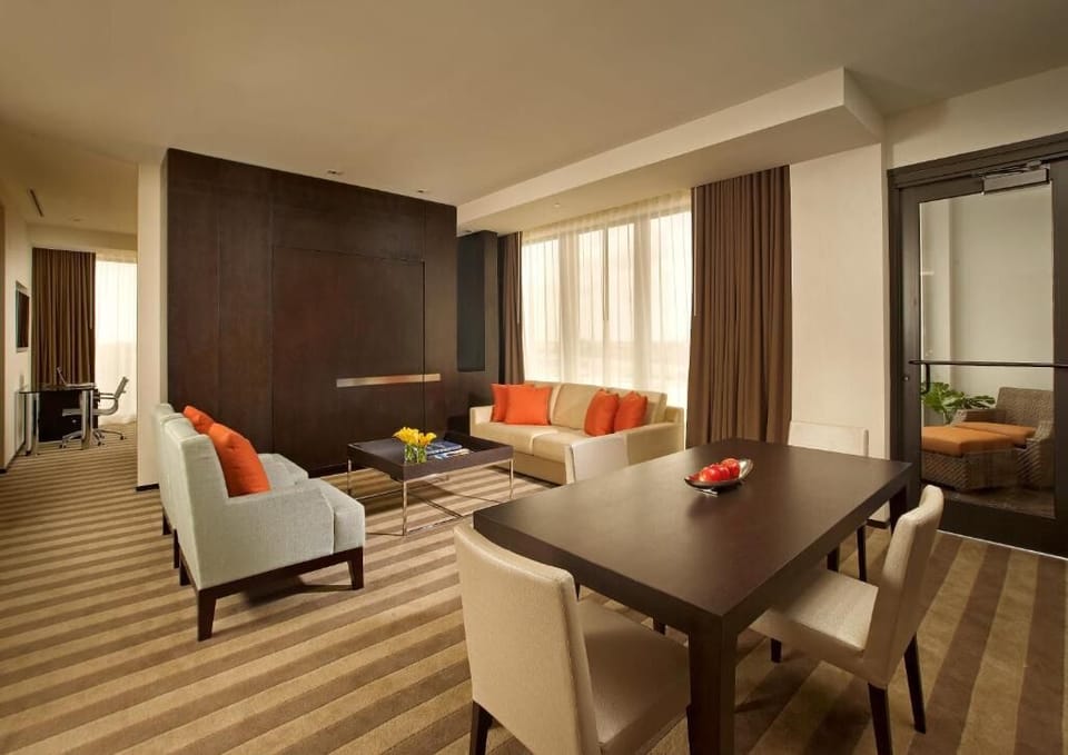 Gather for relaxed dinners in a chic, open-plan setting.