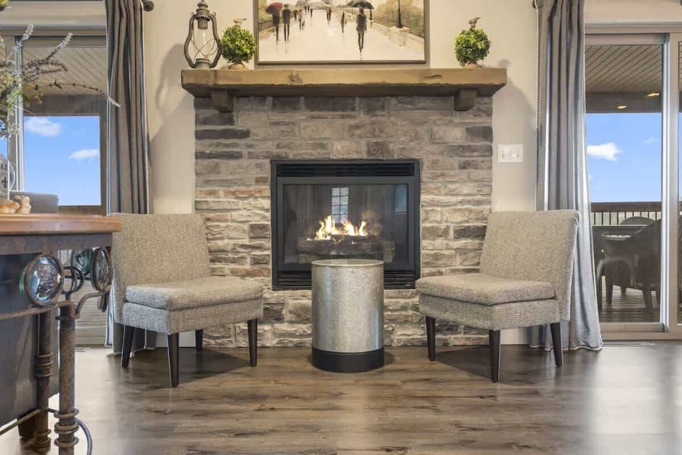Fireplace with cozy seating