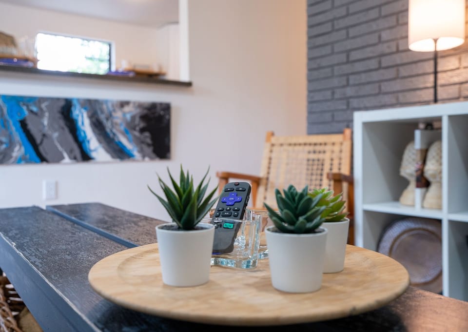 Our TV has a Roku set up for your viewing pleasure—just bring your own logins!