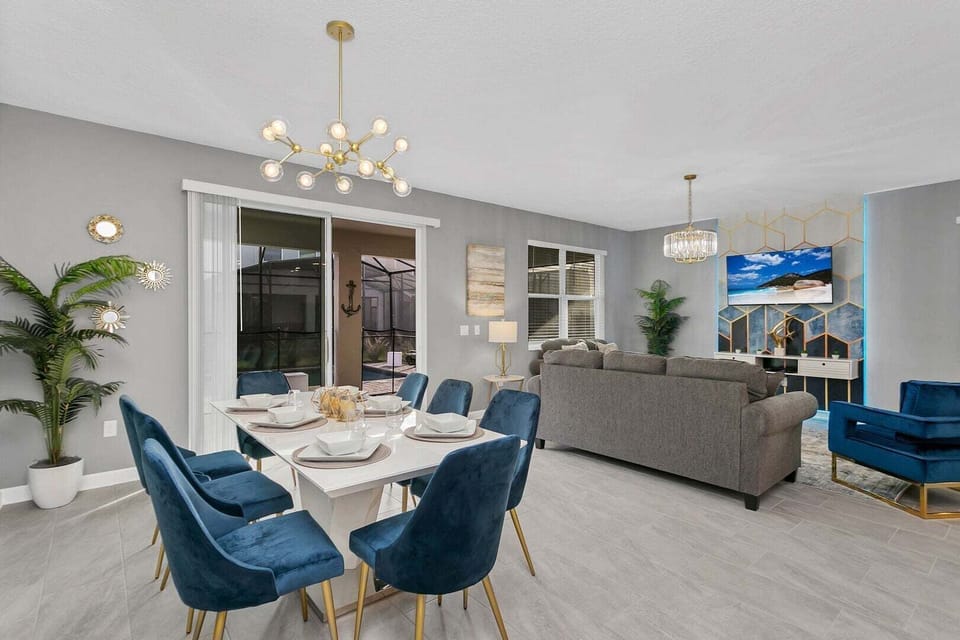 The dining room perfectly integrates with the rest of the house.