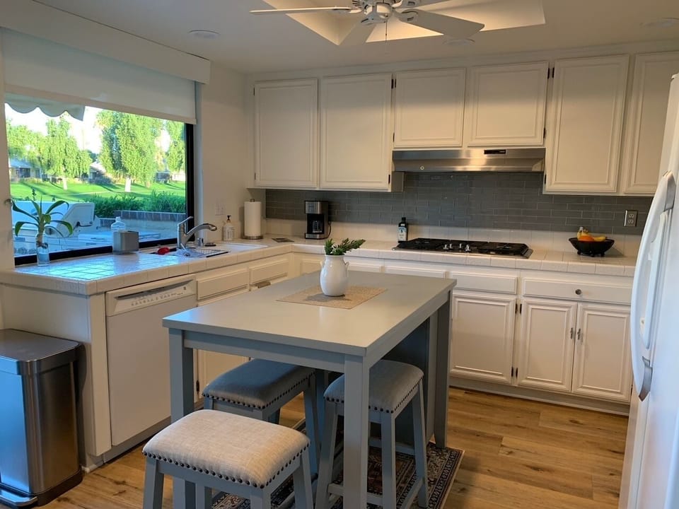 Sweet little kitchen with all appliances, dishes + basic pantry items. 