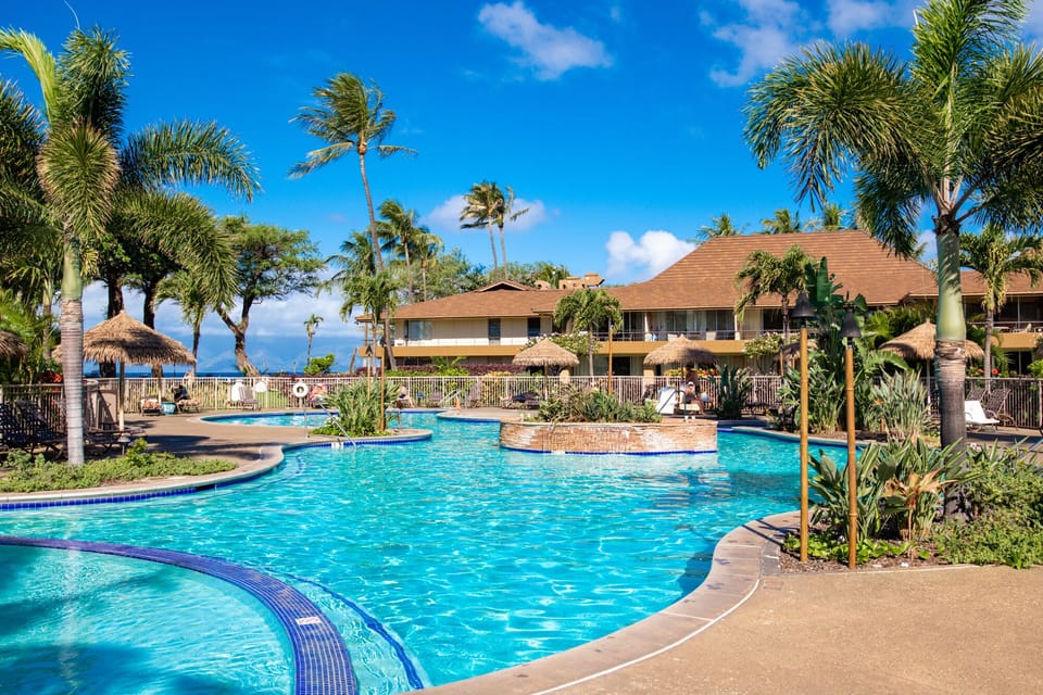 Dive into tropical bliss with two heated pools and sweeping views of Moloka’i.