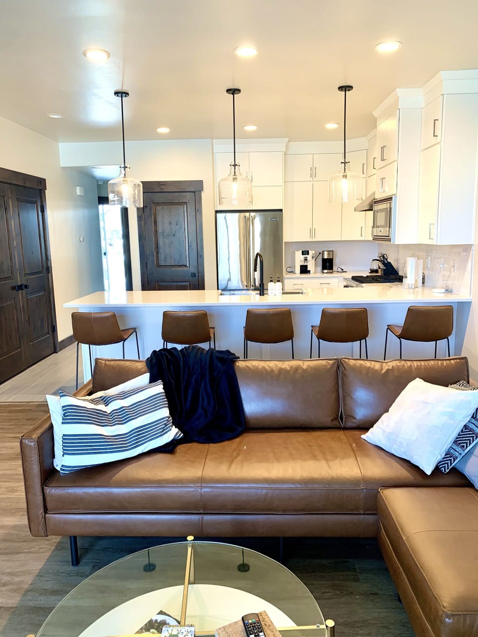 Open concept living/dining/kitchen island space