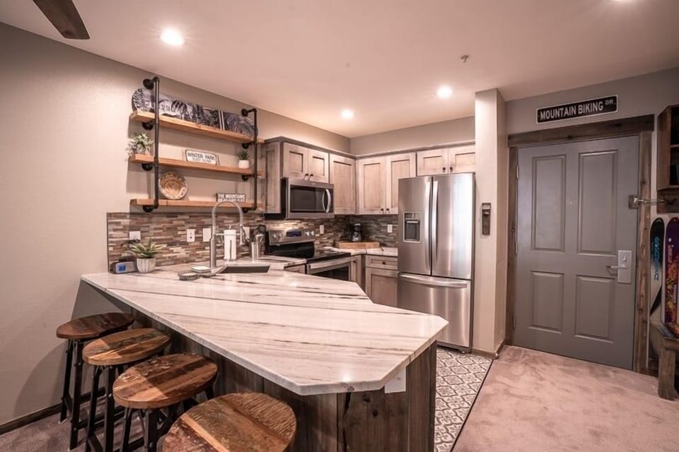 Room, Indoors, Kitchen Island, Kitchen, Clock Tower
