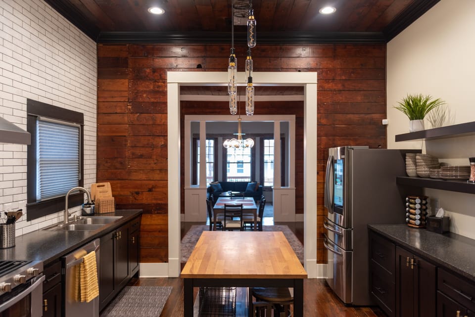 Kitchen with high-end appliances.