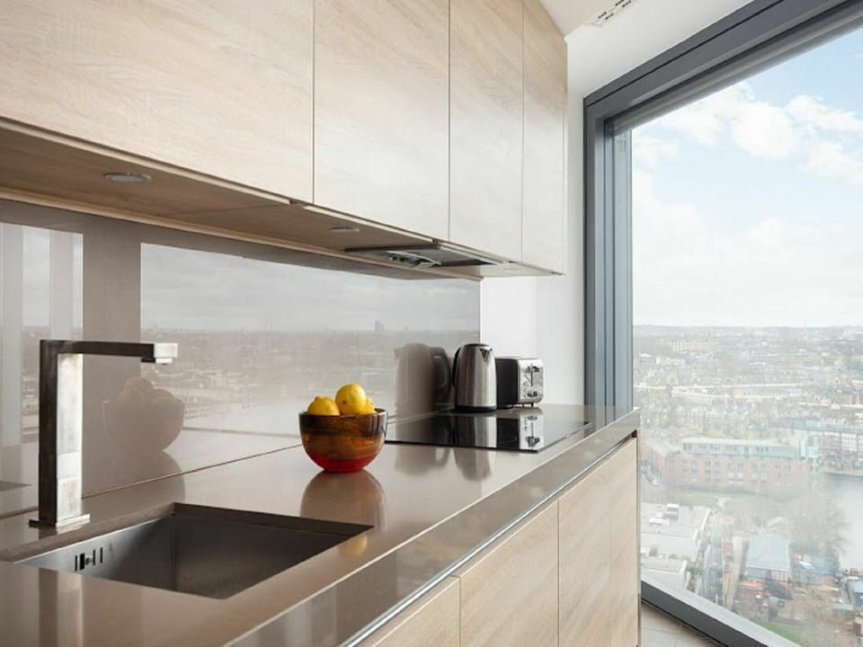 Building, Property, Cabinetry, Cloud, Countertop, Kitchen, Interior Design, House, Window, Sky