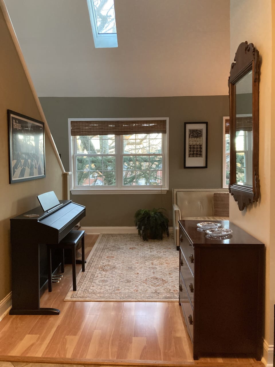 View from kitchen and entry way into living room.