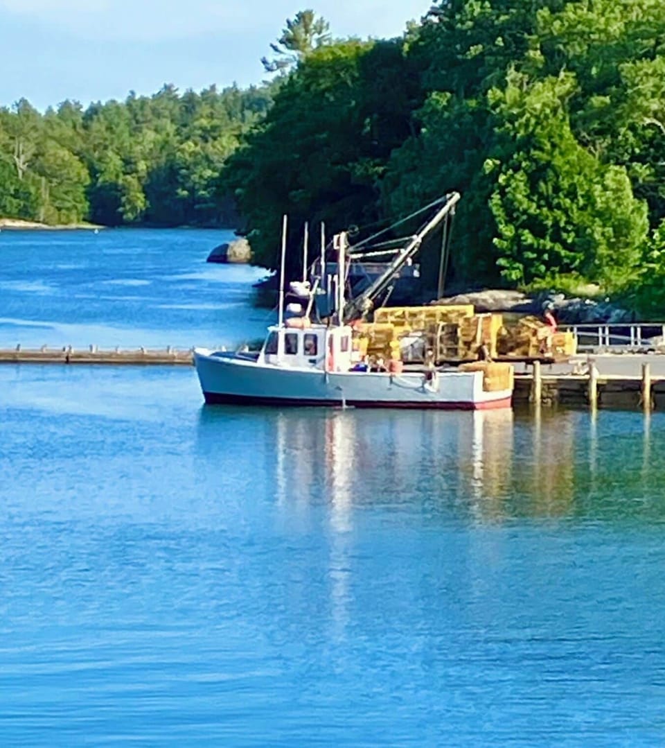 Lobster boat at Harbor as seen from property