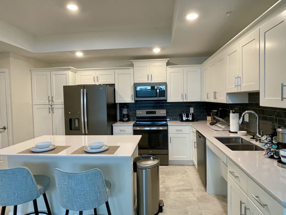 Open concept modern kitchen with every gadget