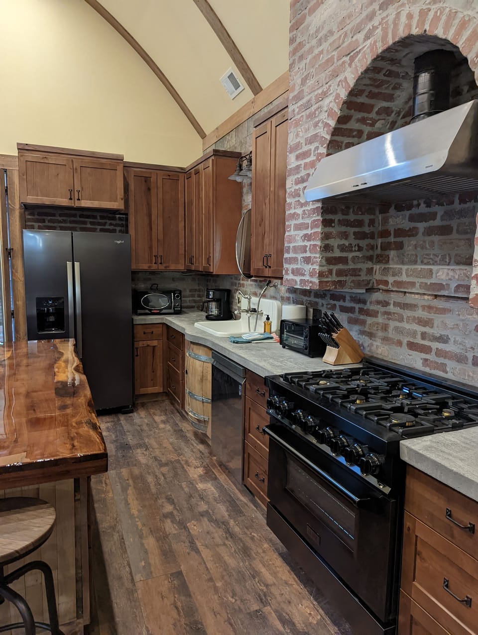 Kitchen, with gourmet dual fuel range
