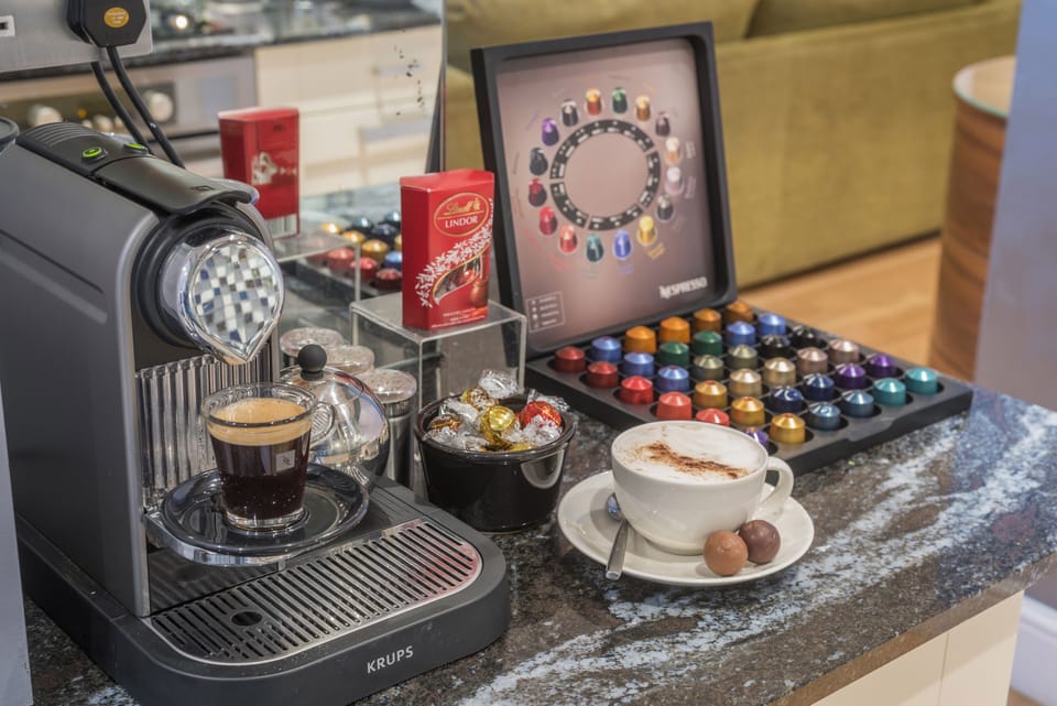 NESPRESSO COFFEES, biscuits and chocolates provided.
