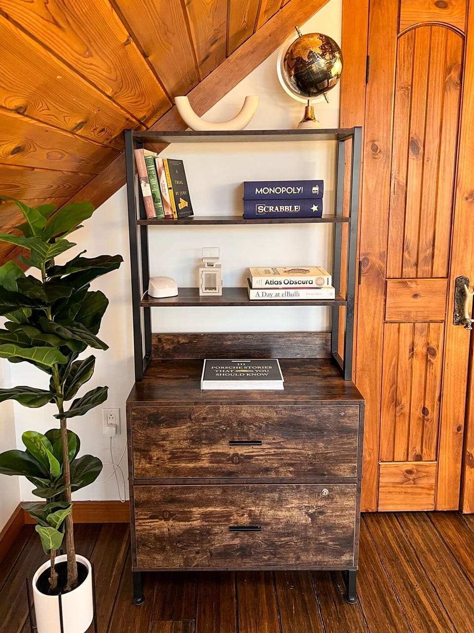 Explore the drawers and shelves to see what books and board games interest you.
