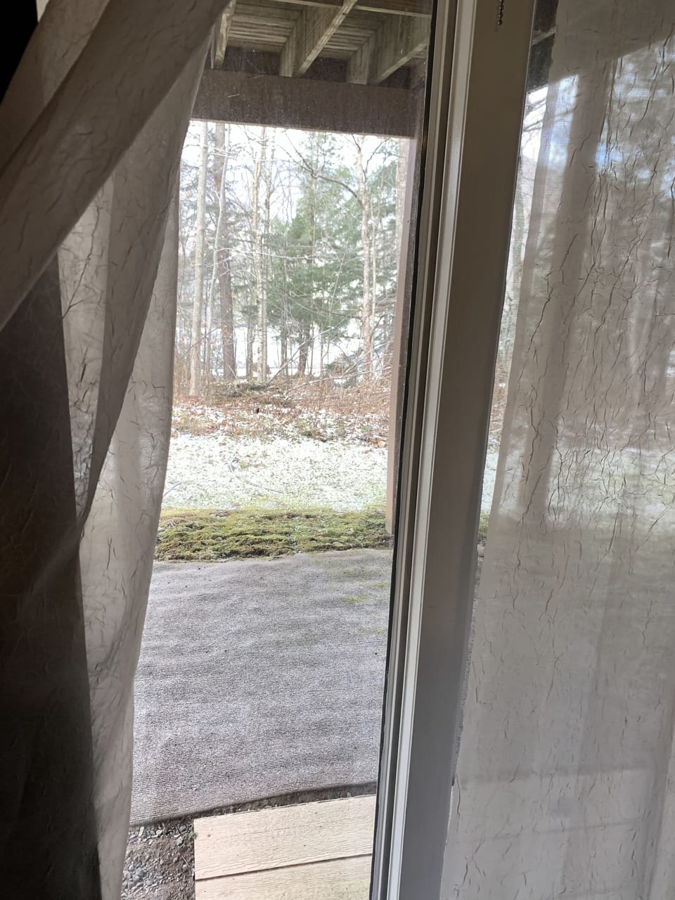 Bedroom 1 sliding door to outdoor ‘backyard’ area below our deck