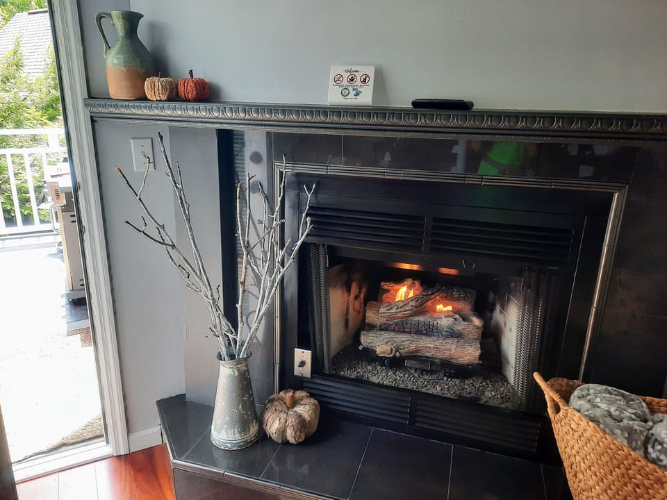 Snuggle up beside our gas fireplace