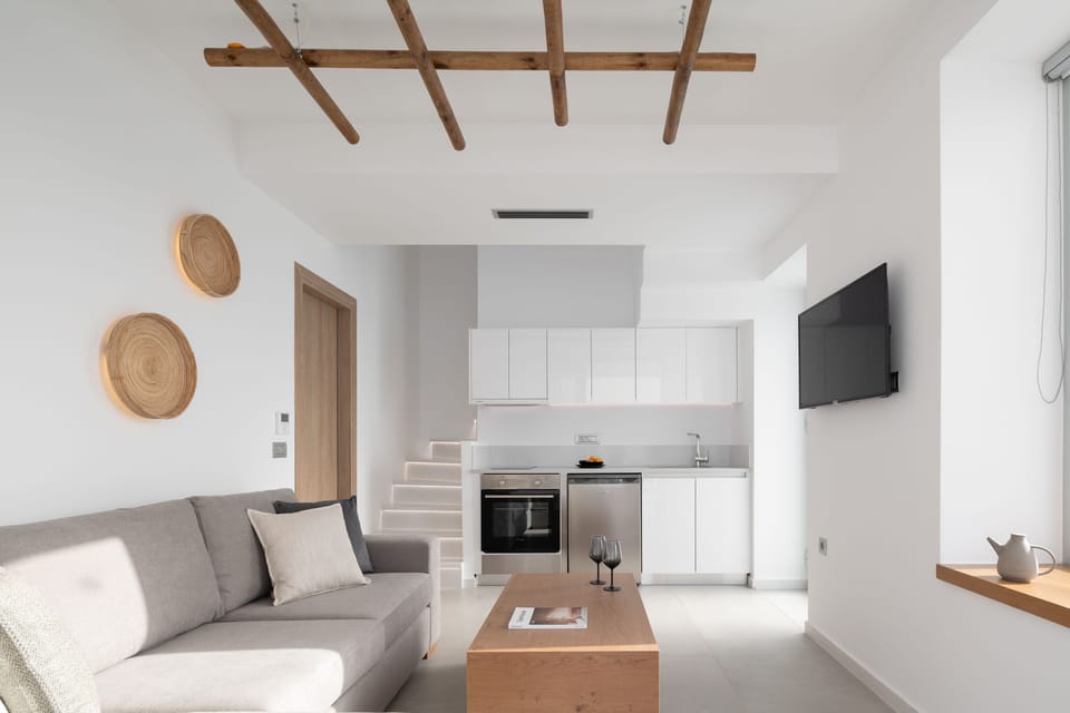 The living cum area, features a Smart 50' TV for endless movie nights. 