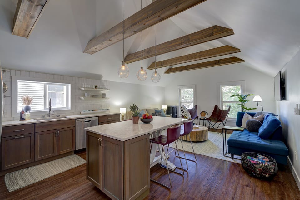 Large open space with vaulted ceilings