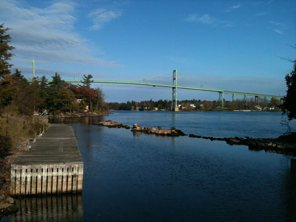 Low water view shows reef from down river end of Island Josephine.