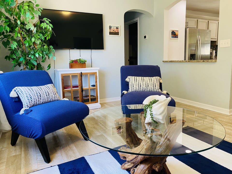 Living room with coastal decor