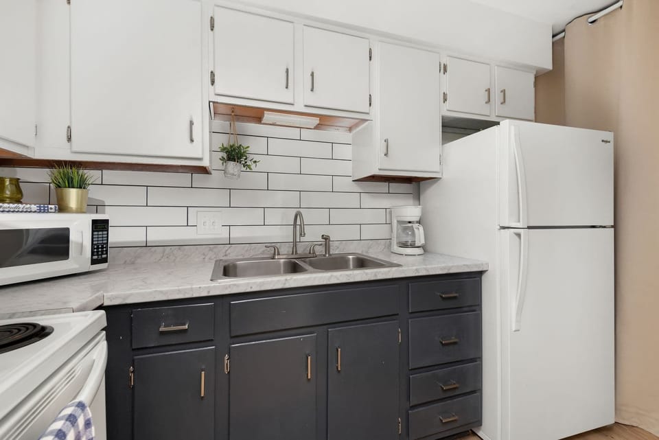 Kitchen stocked with everything you need to stay in and cook a complete meal!