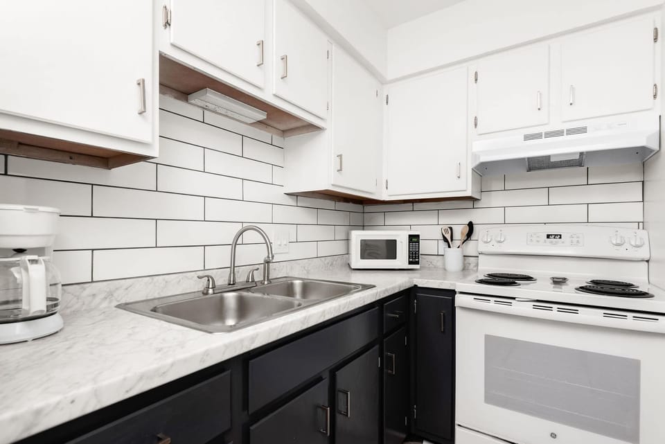 Kitchen stocked with everything you need to stay in and cook a complete meal!