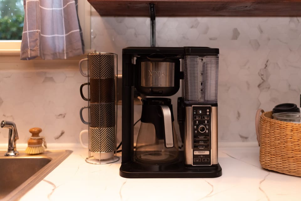 Ninja 10-cup specialty coffeemaker with frother, mugs, sugar and ground coffee