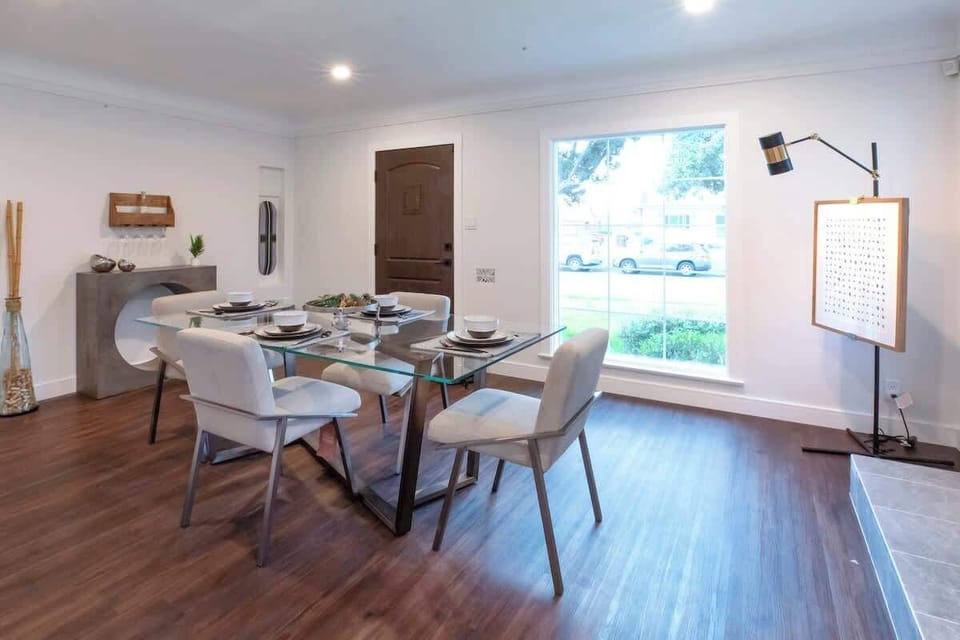 Front door and dining for 4 people 