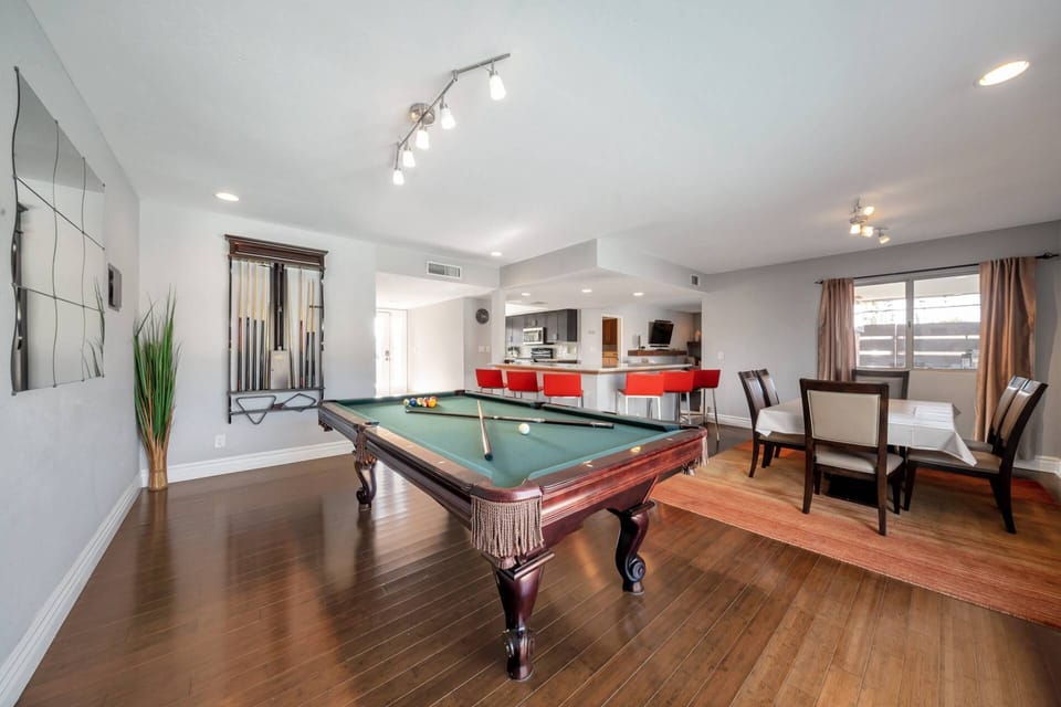Pool table as you walk in the door just off the kitchen/dining area