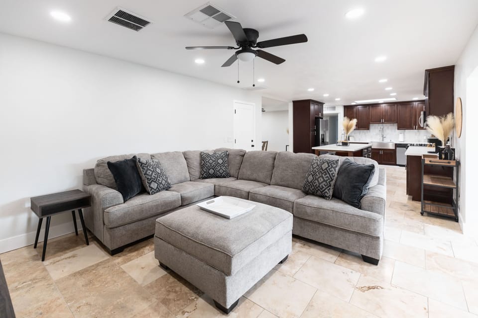 Main living and lounging area. Its open concept connected to the kitchen