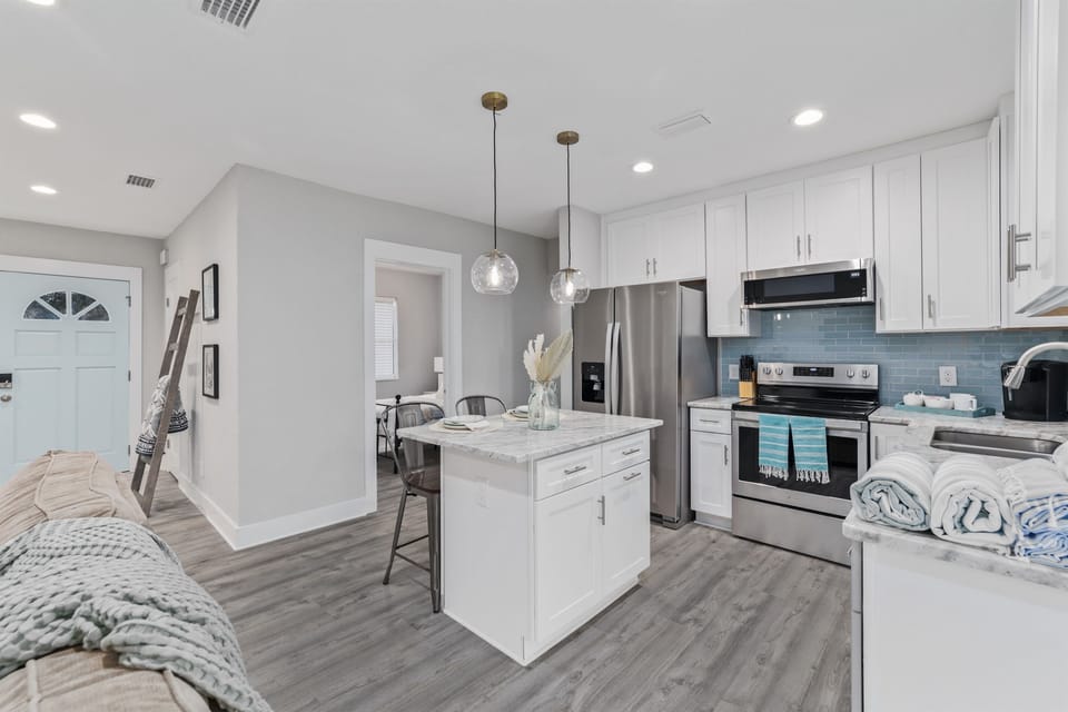 A bright, modern kitchen designed for gathering.