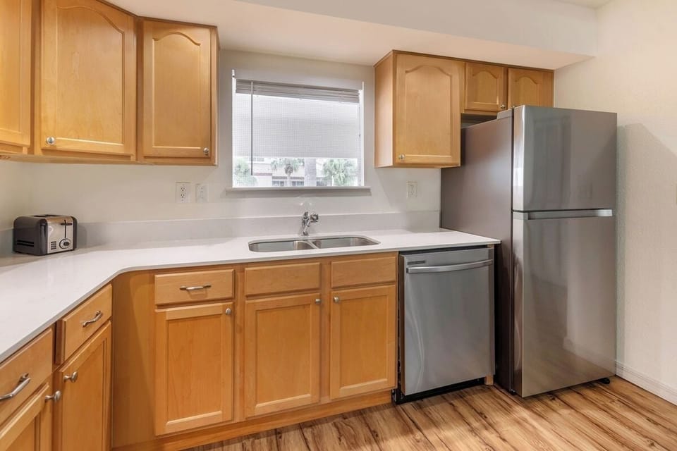 Cook with ease on spacious counters and full-size appliances.