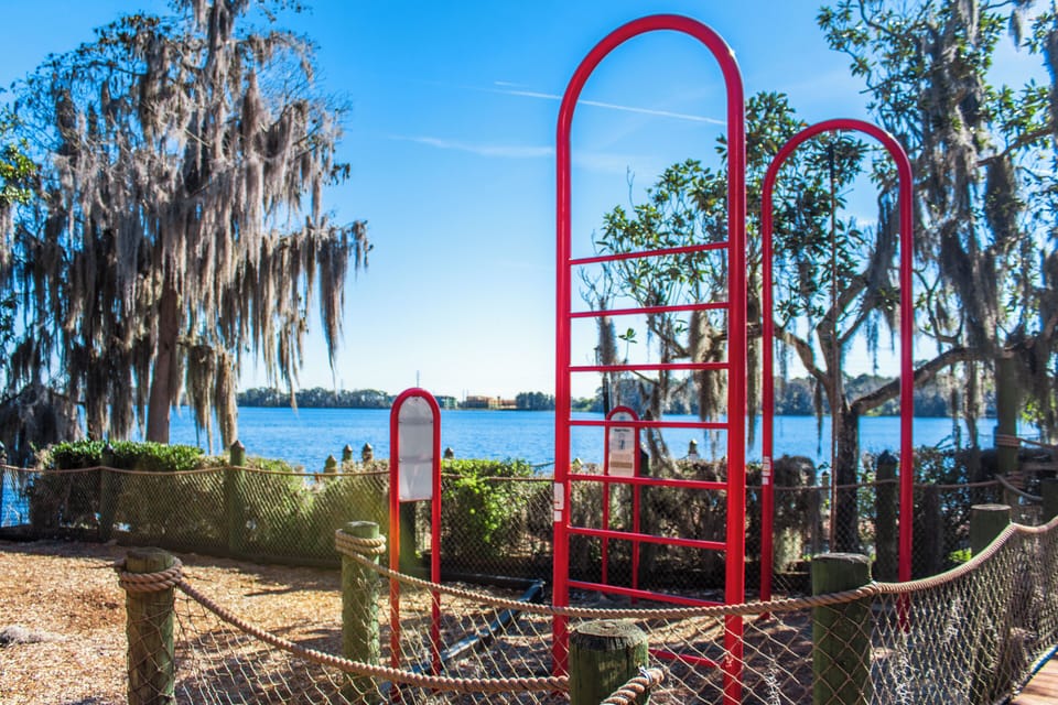 Climb and explore with lake views just beyond the fence.