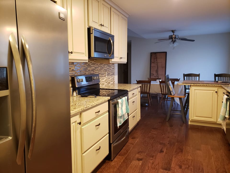 The fully supplied and open kitchen will accommodate all your needs!