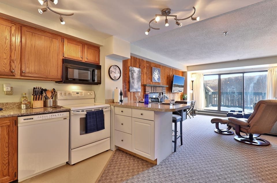 Cozy, clean, and bright open-concept living room & kitchen