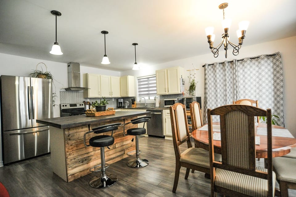 Kitchen open to dining room