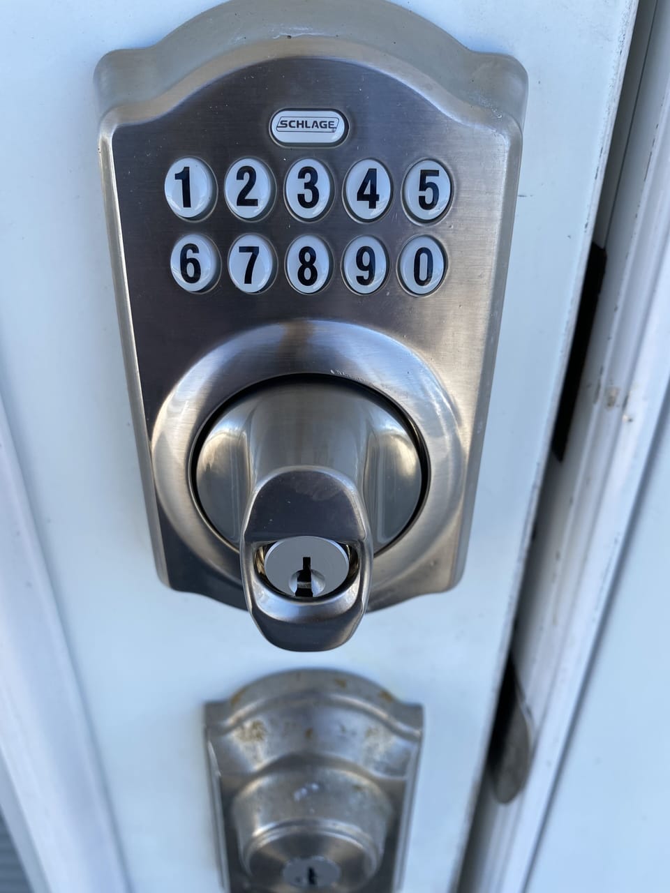 Keypad deadbolt for keyless access; no keys to worry about!