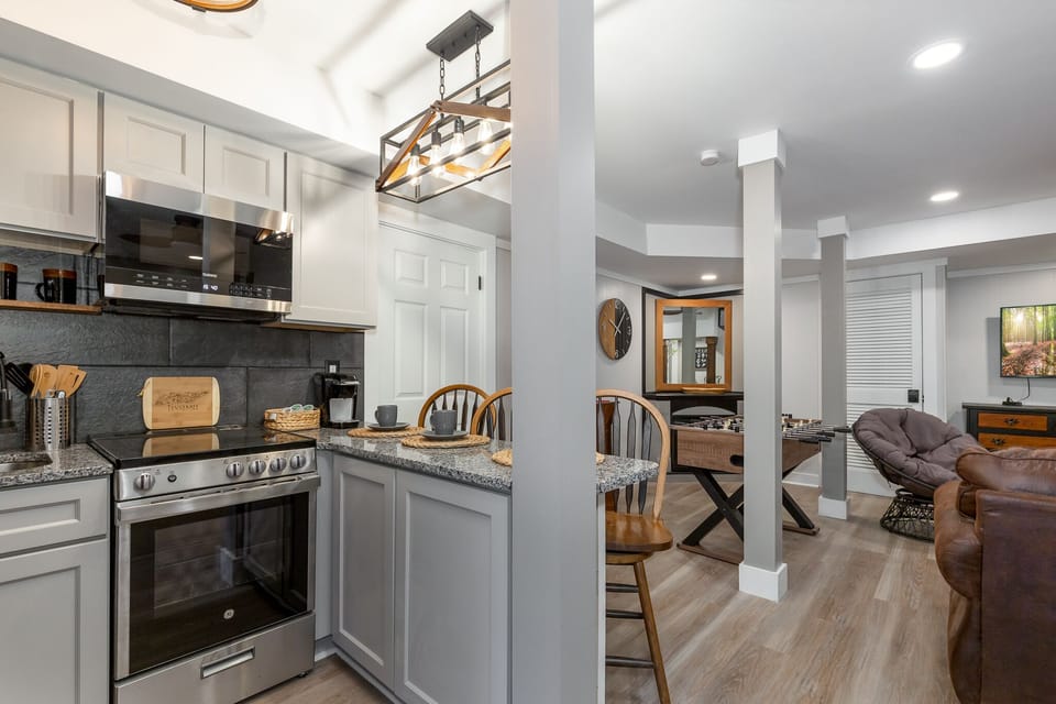 Watch a movie on the large TV while you cook in the lower level kitchen.