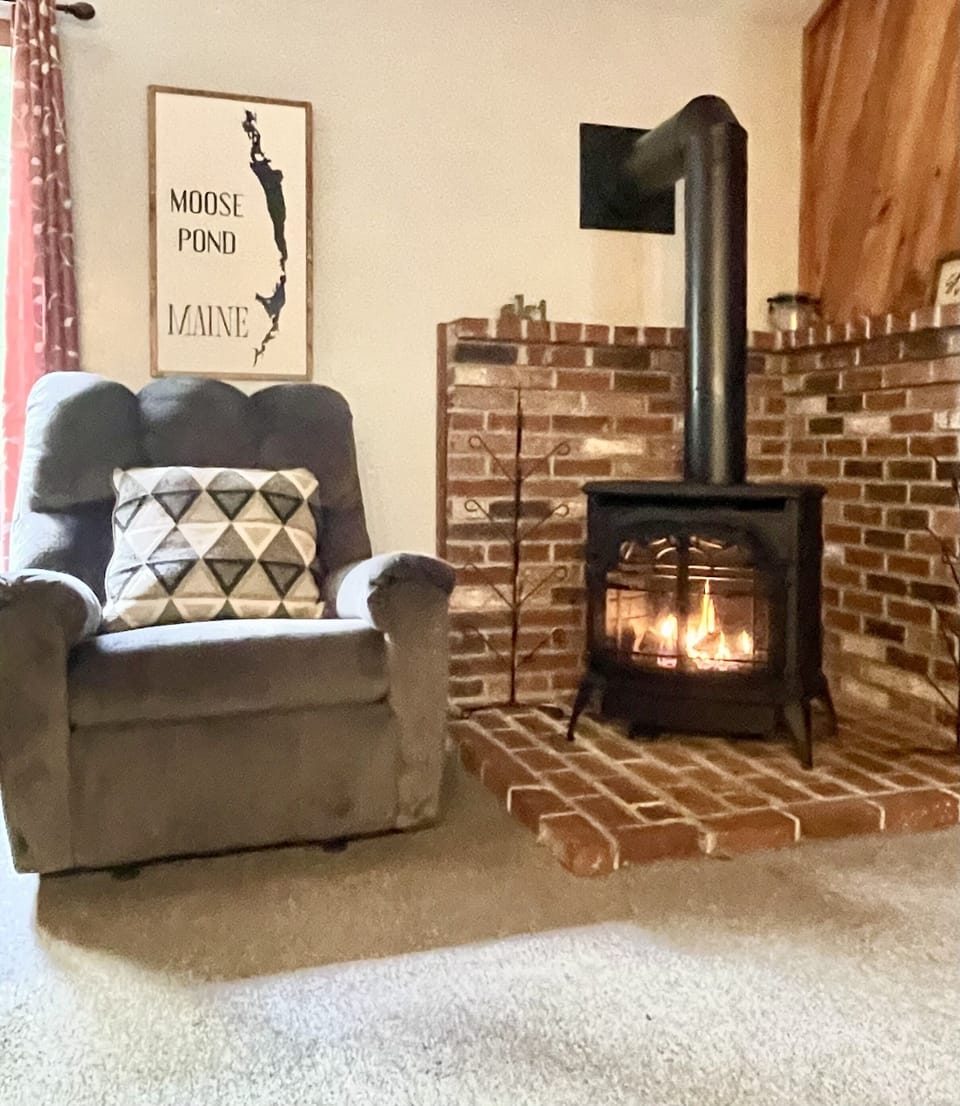 Easy to use new gas burning stove makes for a wonderful cozy evening