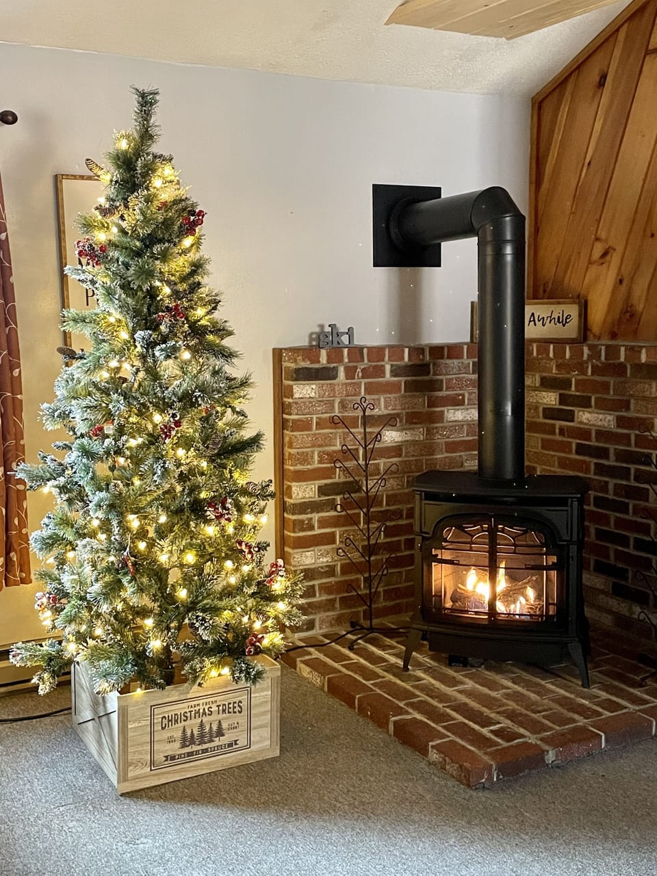 Holiday tree and other decor is set up in November until January 