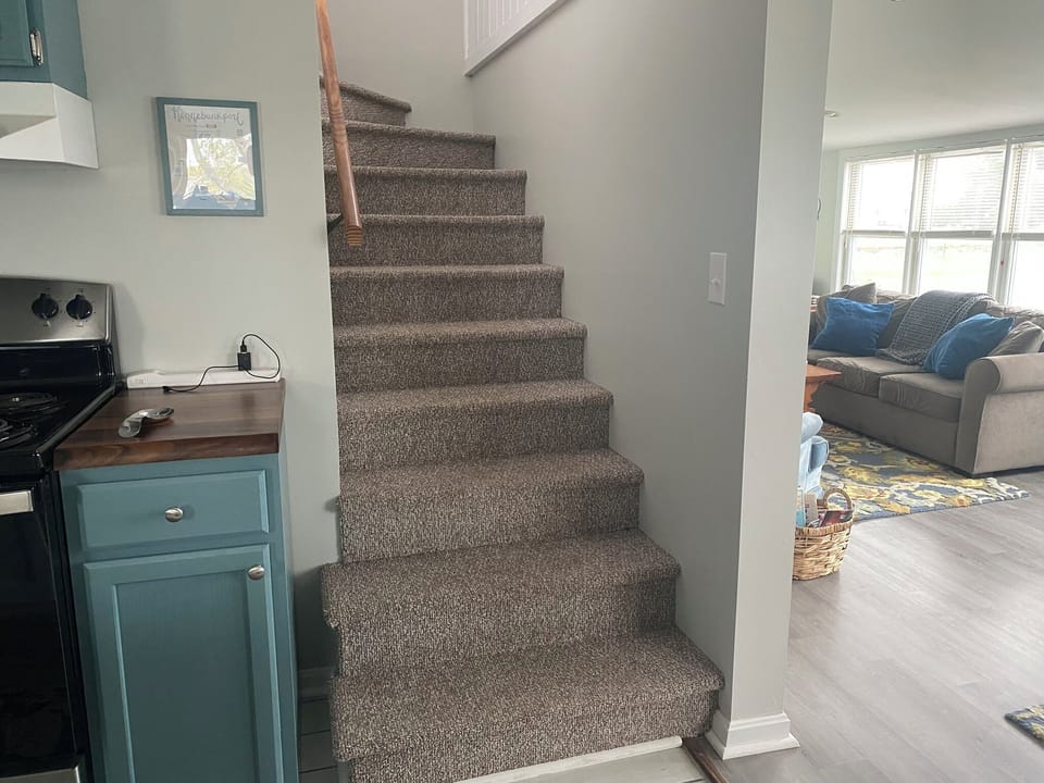 View of the loft stairs in the kitchen.