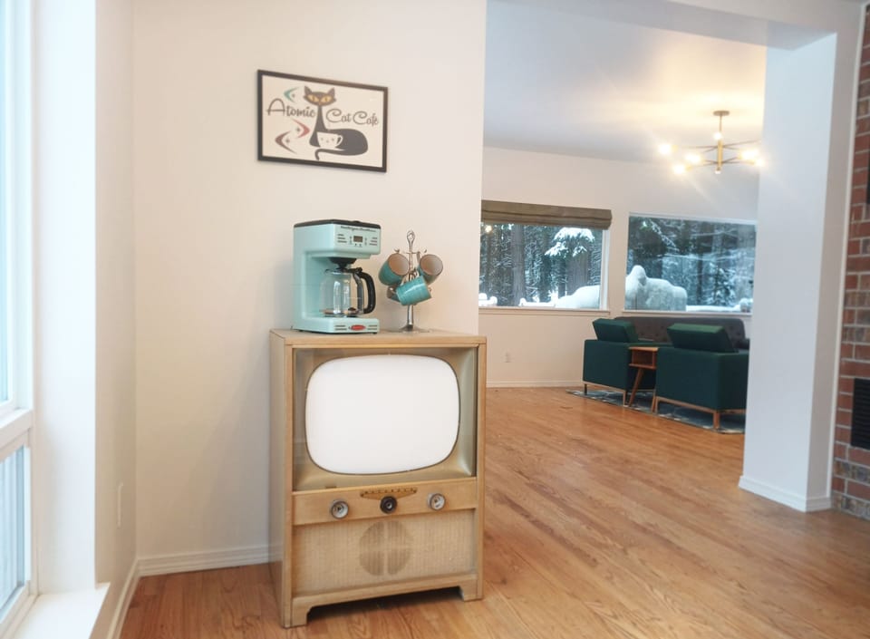 This 1952 Motorola television is the perfect coffee station.