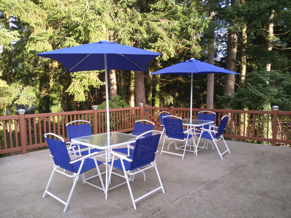 Enjoy the sights and sounds of nature on the large balcony.