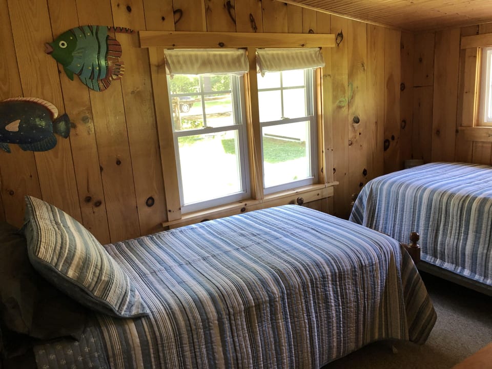 Two twin beds and dresser