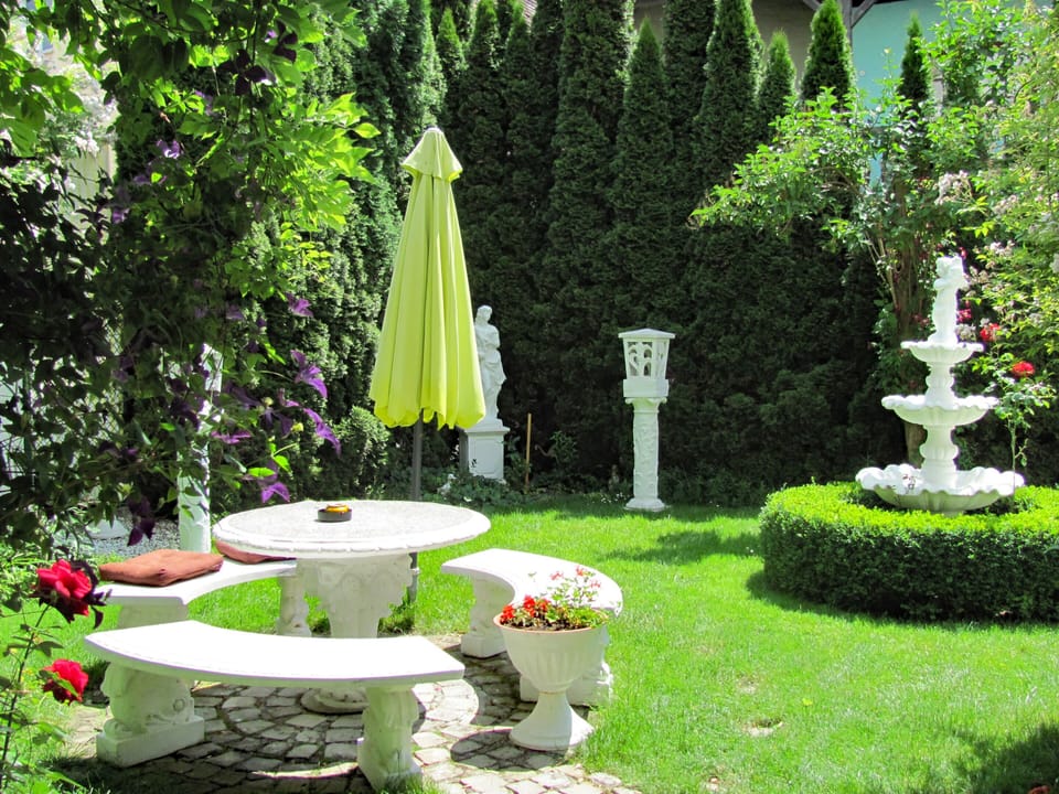 Romantic garden with seating area