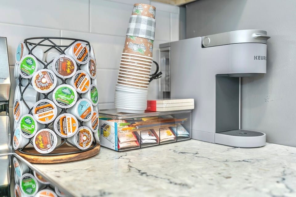 Keurig and coffee pods provided! 