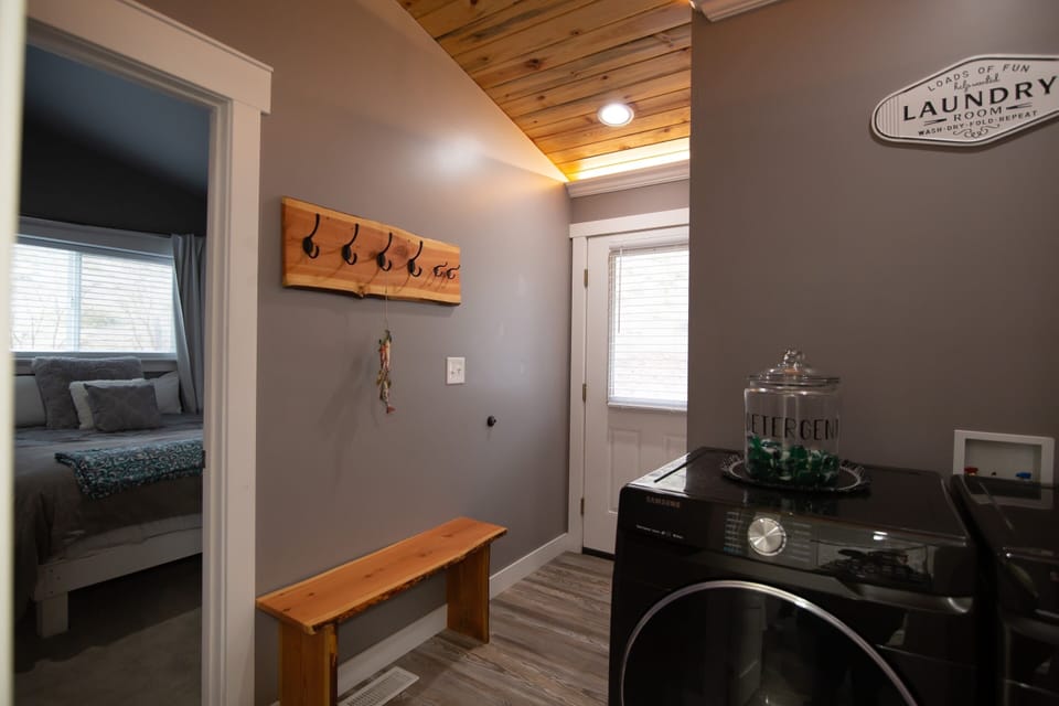 Storage for all of your gear and full-size washer & dryer