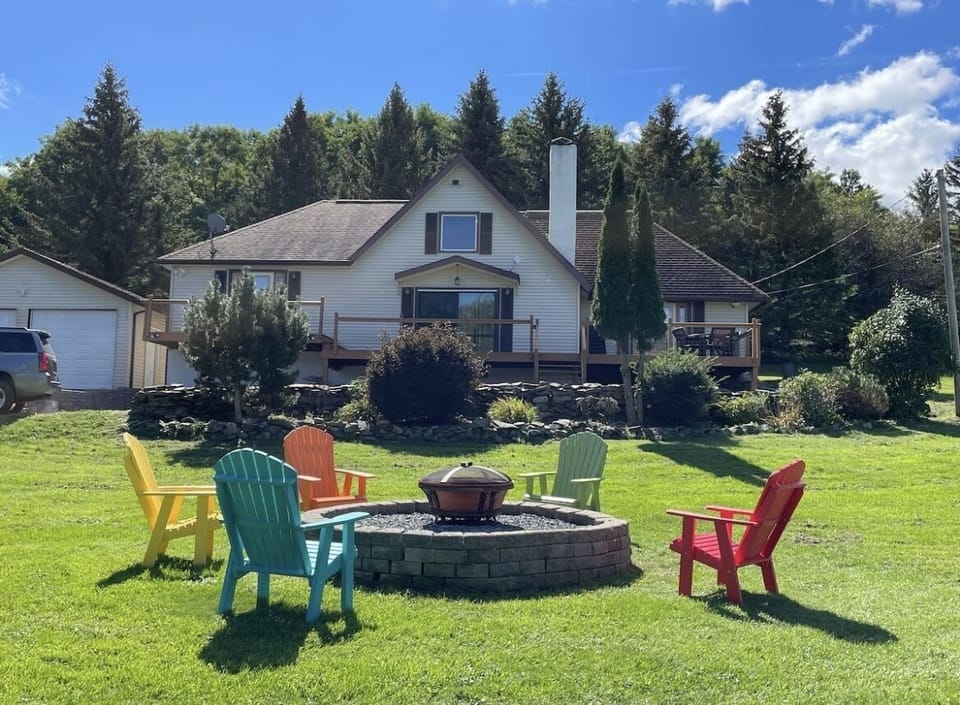 Fire pit and front of the house 