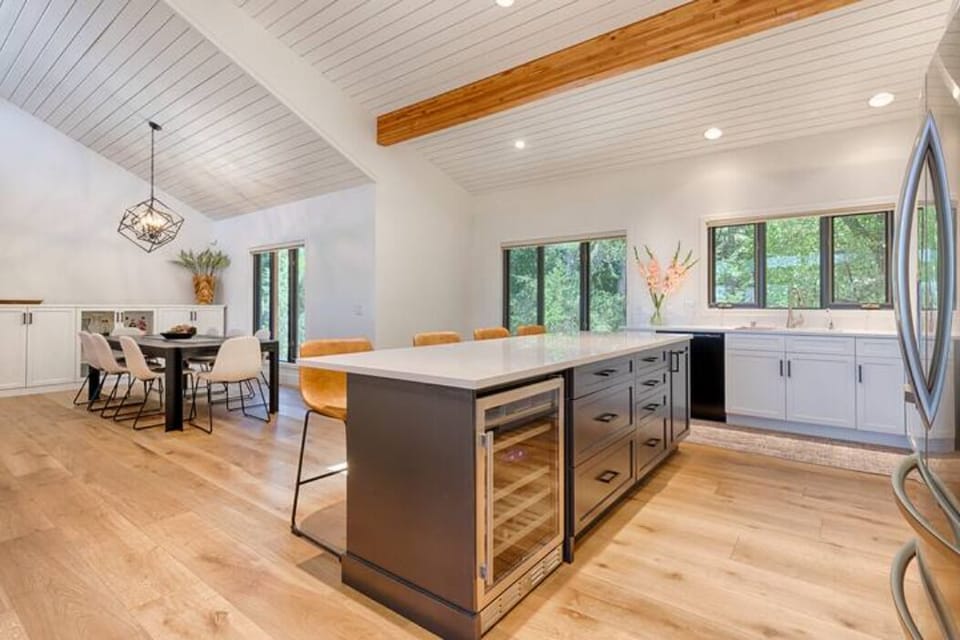 Open kitchen and dining area