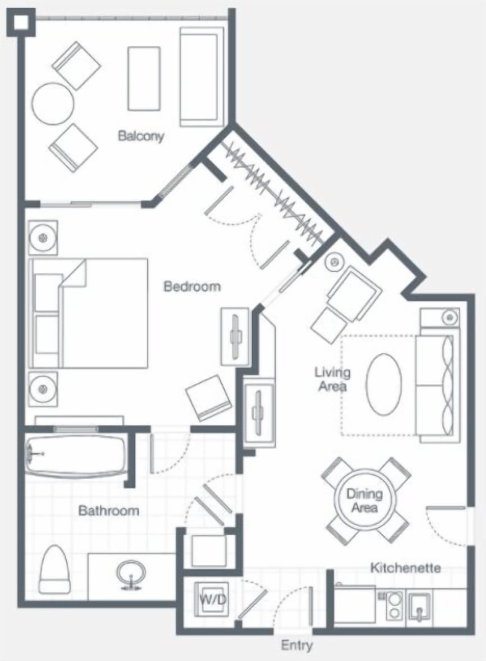 Floorplan of Smaller 1BR Villa & amenities
