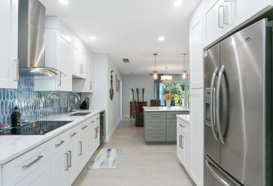 Newly renovated and fully stocked kitchen.